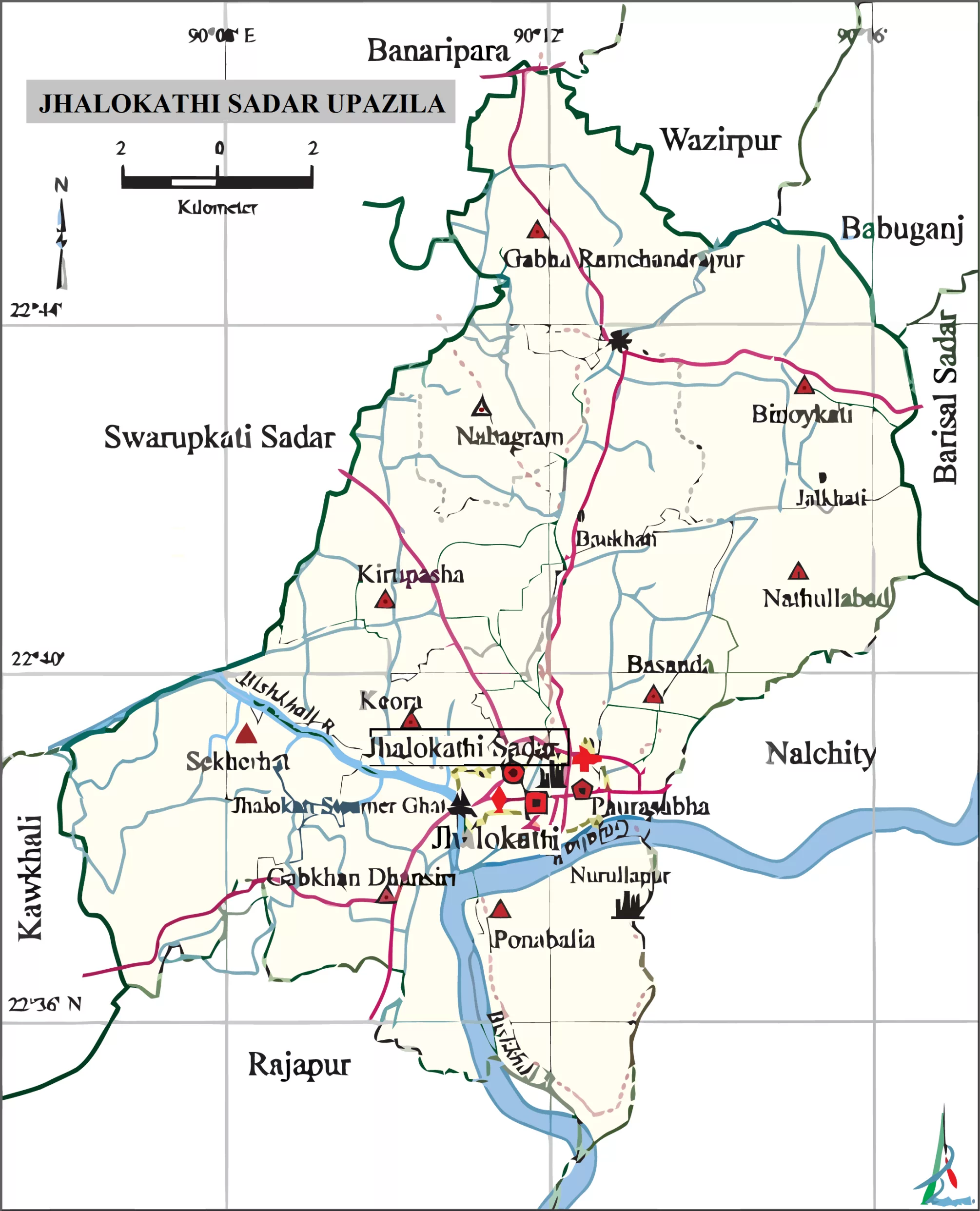 Study area map (Jhalokathi Sadar Upazila)